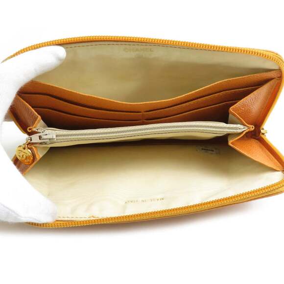 CHANEL Authentic Orange Caviar Leather Wallet - Picture 3 of 5